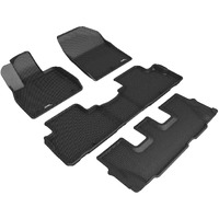 3D MAXpider Custom Fit Kagu Floor Mat (Black) Compatible with Hyundai Palisade 8-Seat 2020-2025 - Full Set
