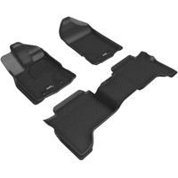 3D MAXpider All-Weather Floor Mats for Ford Ranger Super Crew 2019-2022 Custom Fit Car Floor Liners, Kagu Series (1st & 2nd Row, Black)