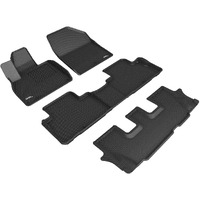 3D MAXpider Custom Fit Kagu Floor Mat (Black) Compatible with Kia Telluride 8-Seat 2020-2024 - Full Set