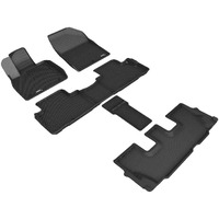 3D MAXpider Custom Fit Kagu Floor Mat (Black) Compatible with Hyundai Palisade 7-Seat 2020-2025 - Full Set