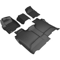 3D MAXpider Custom Fit Kagu Floor Mat (Black) All-Weather Floor Mats Compatible with GMC Sierra / Chevrolet Silverado 1500 Crew Cab 2019-2025 / 2500Hd / 3500Hd 2020-2025, 6-Seat - 1st & 2nd Row