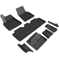 3D MAXpider Custom Fit Kagu Floor Mat (Black) Compatible with Tesla Model Y 7-Seat 2021-2024 - Full Set