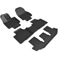 3D MAXpider Custom Fit Kagu Floor Mat (Black) Compatible with Toyota Highlander 6-Seat Gasoline 2020-2024 Second Row Bucket Seat - Full Set