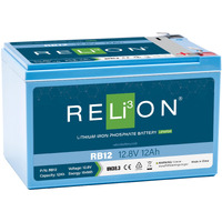 RELiON RB12 | 12V 12Ah | LiFePO4 Lithium-ion Battery | F2 Terminal | 3500~5000 Cycles| 10 Year Warranty | Lightweight small size, Perfect for Fish Finders Ice Fishing, Solar, RV, Off-Grid Applications
