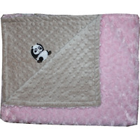Lil' Cub Hub Minky Blanket, Mocha Dot/Pink Rosebud, Panda