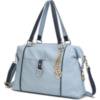 MKF Collection by Mia K. MKF-X416LBLU-NV Opal Satchel Bag44; Light Blue & Navy Combo