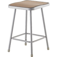 National Public Seating 6324 Grey Steel Stool with 24" Square Hardboard Seat