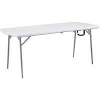 National Public Seating 30" x 72" Plastic Folding Table - Fold in Half, Heavy-Duty, Portable, Indoor/Outdoor Table for Office, Camping, Events & Parties  Scratch & Heat Resistant, Speckled Gray