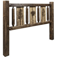 Montana Woodworks Homestead Collection Queen Headboard w/Laser Engraved Pine Design, Stain & Clear Lacquer Finish