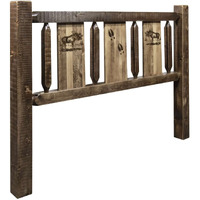 Montana Homestead Full Headboard with Stained and Lacquered MWHCFHBSLLZMOOSE