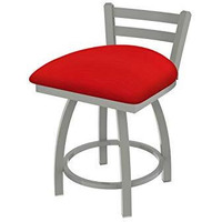 411 Jackie 18" Low Back Swivel Vanity Stool with Anodized Nickel Finish and Canter Red Seat