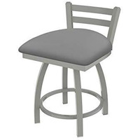 411 Jackie 18" Low Back Swivel Vanity Stool with Anodized Nickel Finish and Canter Folkstone Grey Seat
