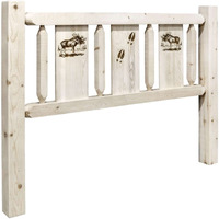Montana Woodworks Moose Design Laser Engraved Headboard in Clear Lacquer Finish (Full: 60 in. W x 5 in. D x 47 in. H (lbs.))