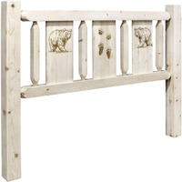 Montana Woodworks Bear Design Laser Engraved Headboard in Clear Lacquer Finish (Cal King: 76 in. W x 5 in. D x 47 in. H (lbs.))