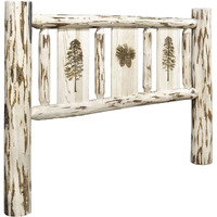 Montana Woodworks Pine Tree Design Laser Engraved Headboard in Clear Lacquer (King: 80 in. W x 6 in. D x 47 in. H (lbs.))