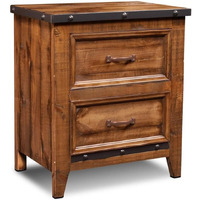 Sunset Trading Rustic City 2-Drawer Contemporary Wood Nightstand in Rustic Oak