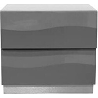 Best Master Leon 2-Drawer Poplar Wood Bedroom Nightstand in Gray High Gloss