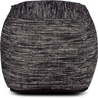 Steve Silver Co Omari Square Handwoven Pouf, Living Room, Bedroom and Kids Room, Footstool, Seating/Ottoman, Contemporary Design, Midnight Pattern, 18'' L x 18'' W x 18'' H, Black