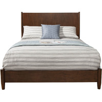 Alpine Furniture Flynn Mid Century Modern Standard King Panel Bed, Walnut