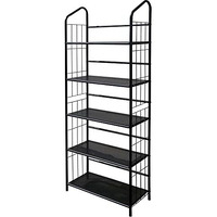 HomeRoots Black Five Shelf Metal Standing Book Shelf