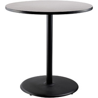 National Public Seating NPS 36" Round Cafe Table with Round Base, 42" Height, Particleboard Core/T-Mold, Grey Nebula Top, Black Frame