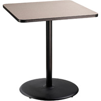 National Public Seating NPS 36" Square Cafe Table with Round Base, 42" Height, Particleboard Core/T-Mold, Grey Nebula Top, Black Frame