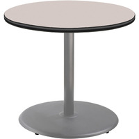 National Public Seating NPS 36" Round Cafe Table with Round Base, 30" Height, Particleboard Core/T-Mold, Grey Nebula Top, Grey Frame