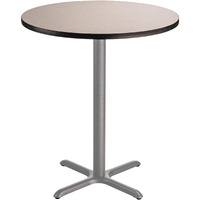 National Public Seating NPS 36" Round Cafe Table with X Base, 42" Height, Particleboard Core/T-Mold, Grey Nebula Top, Grey Frame