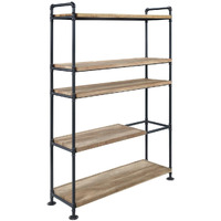 HomeRoots 486321 65 in. Brown & Black Metal Five Tier Etagere Bookcase