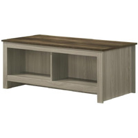 LILOLA LIVING Nyla 43" W Gray Oak Coffee Table with Open Shelves Front and Back
