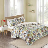 Mi Zone Cozy Quilt Set, Casual Modern Vibrant Color Design All Season Teen Bedding, Coverlet Bedspread, Decorative Pillow, Girls Bedroom Dcor, Full/Queen, Tamil Colorful Paisley 4 Piece