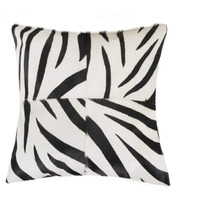 HomeRoots Kitchen Modern Decorative Quattro Pillow - 18" x 18" x 5", Zebra Black On White