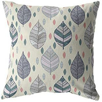 Amrita Sen Fall Leaves Broadcloth Indoor Outdoor Zippered Pillow Dark Green on Cream