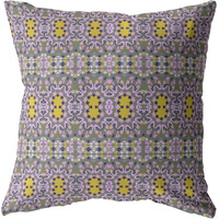 Amrita Sen Geo Flowers Double Sided Suede Pillow, Zippered, Purple