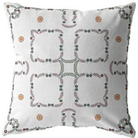Amrita Sen Flower Box Double Sided Suede Pillow, Zippered, White