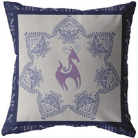 Amrita Sen Horse and Butterflies Double Sided Suede Pillow, Zippered, Purple on Indigo