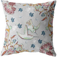 Amrita Sen Bird Amla Double Sided Suede Pillow, Zippered, Gray