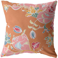 Amrita Sen Carnation Garden Double Sided Suede Pillow, Zippered, Pink on Orange
