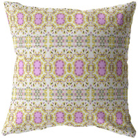 Amrita Sen Geo Flowers Double Sided Suede Pillow, Zippered, Yellow
