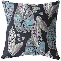 Amrita Sen Tropics Double Sided Suede Pillow, Zippered, Light Blue and Purple