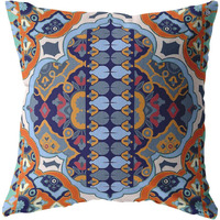 Amrita Sen Boho Flower Double Sided Suede Pillow, Zippered, Orange