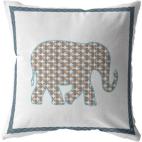 Amrita Sen Light Elephant Double Sided Suede Pillow, Zippered, Muted Gold on White