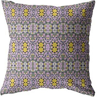 Amrita Sen Geo Flowers Double Sided Suede Pillow, Zippered, Purple