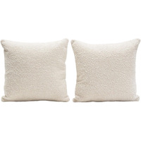 Diamond Sofa Luxurious Soft Comfy Square Accent Pillows in Bone Boucle Dual-Side Textured Fabric for Sofa, Bed & Couch - 16", Set of (2)
