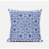 Amrita Sen Geostar Wreath Palace Suede Blown and Closed Pillow in Indigo White