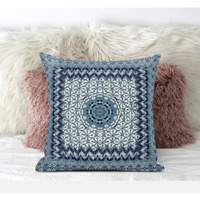 Amrita Sen Holy Tie Die Flower Suede Blown and Closed Pillow in Bright Blue
