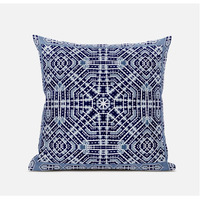 Amrita Sen Geostar Wreath Palace Suede Blown and Closed Pillow in Indigo White Green