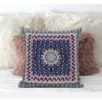 Amrita Sen Designs Holy Tie Die Flower Faux Suede Throw Fabric Pillow in Gray 16x16