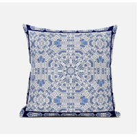 Amrita Sen Geostar Wreath Palace Suede Blown and Closed Pillow in Light Blue Navy