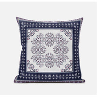 Amrita Sen Window Wreath Palace Suede Blown and Closed Pillow in Cream Red Blue